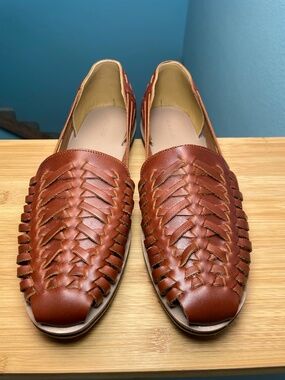 Nisolo Huarache Leather Sandals Men's 11 Brandy Brown Woven New w/ Box Dust Bag